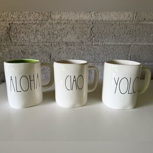 Rae Dunn “ALOHA” “CIAO” “YOLO” Mugs – Travel Inspired Artisan Coffee Cup Set